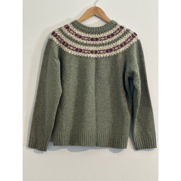 Woolrich Knit Wool Sweater womens size M Green crew Neck Fair Isle ski Willow - Picture 10 of 12
